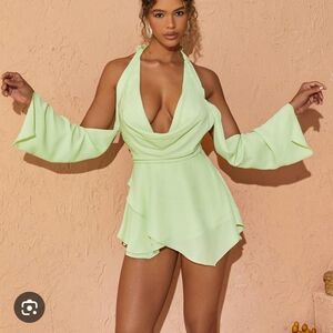 MEWMEWS STATEMENT MINI DRESS GREEN - L
